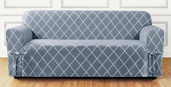 
Surefit Lattice Sofa Slipcover in Pacific Blue, $65.
